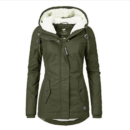 Women’s Winter Hooded Jacket – Mid-Long Warm Cotton Coat
