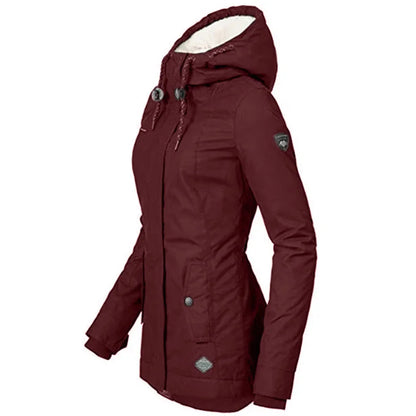 Women’s Winter Hooded Jacket – Mid-Long Warm Cotton Coat