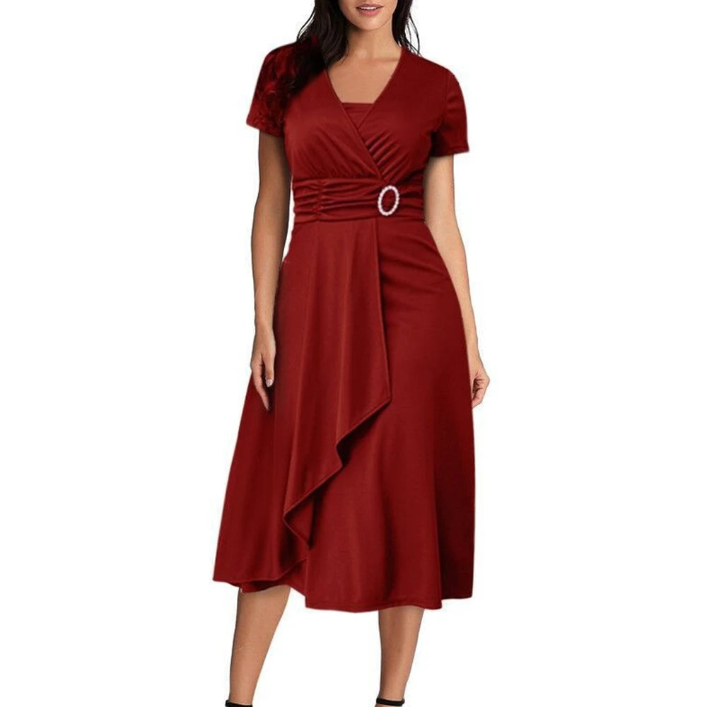 Belted Ruched Dress – Elegant Square Neck Summer Style