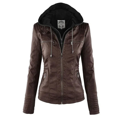 Faux Leather Jacket Women 2025 Basic Jacket Coat Female Winter Motorcycle Jacket PU Leather Zipper Hoodies Outerwear chaqueta