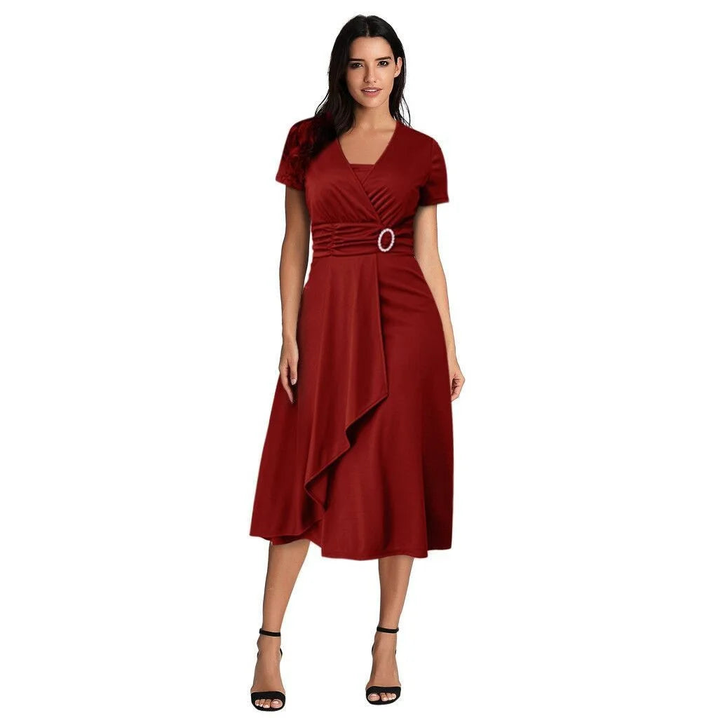 Belted Ruched Dress – Elegant Square Neck Summer Style