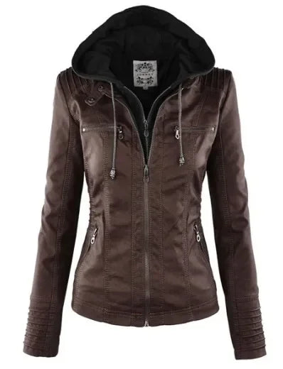 Faux Leather Jacket Women 2025 Basic Jacket Coat Female Winter Motorcycle Jacket PU Leather Zipper Hoodies Outerwear chaqueta