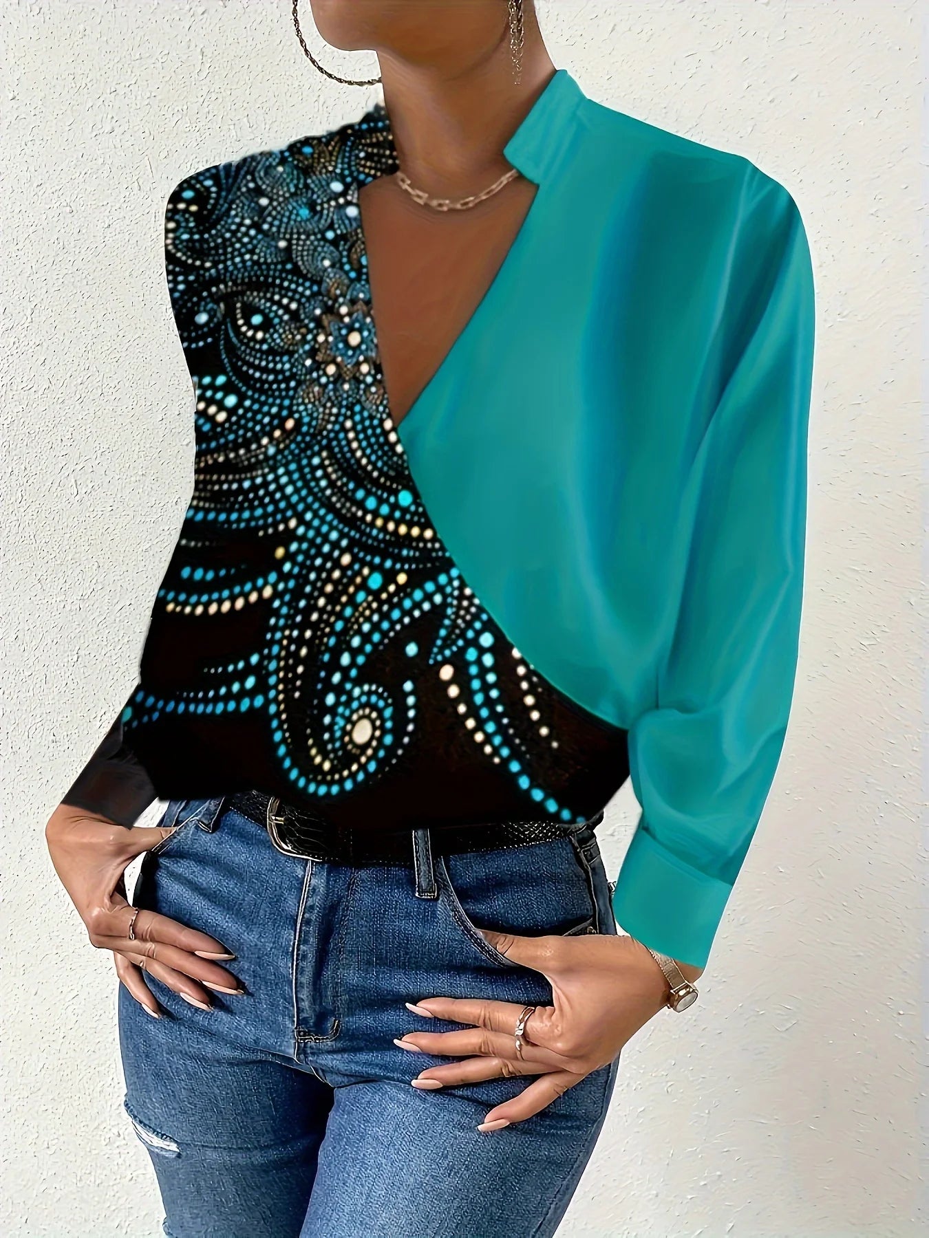Elegant Lace Blouse – Casual long Sleeve Shirt for Women