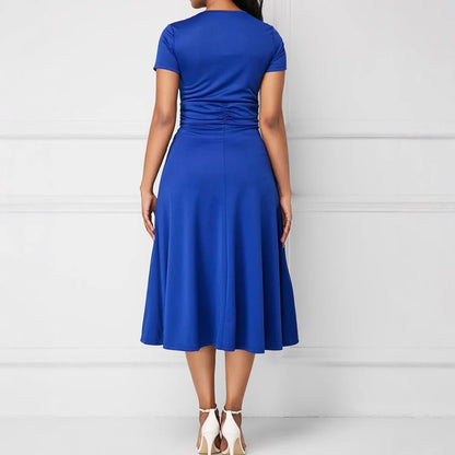 Belted Ruched Dress – Elegant Square Neck Summer Style